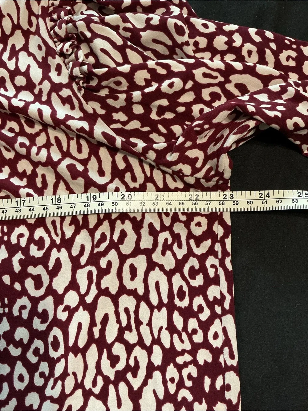Michael Kors Burgundy and Cream Leopard-Print Ruffle Tunic